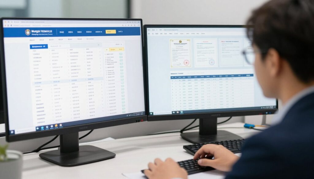 Business professional researching and evaluating Mung Bean Vermicelli (Longkou Vermicelli) suppliers online