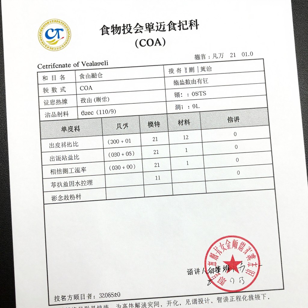 Certificate of Analysis (COA) and food safety documentation for Mung Bean Vermicelli