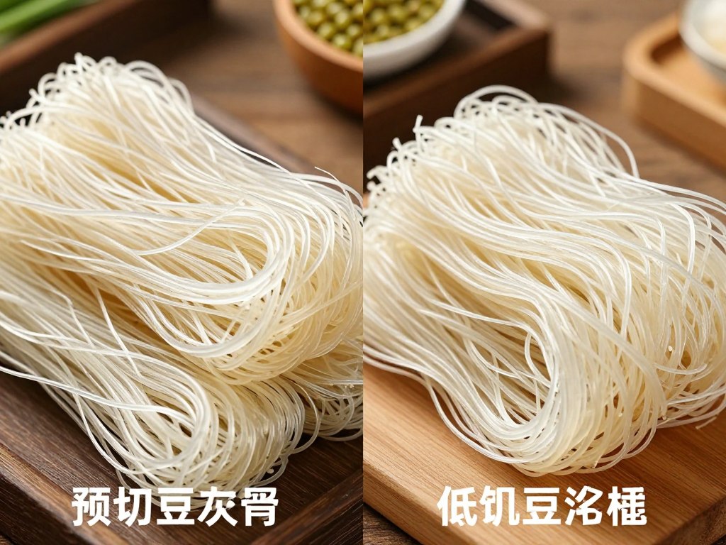 Comparison between authentic and low-quality Mung Bean Vermicelli (Longkou Vermicelli)