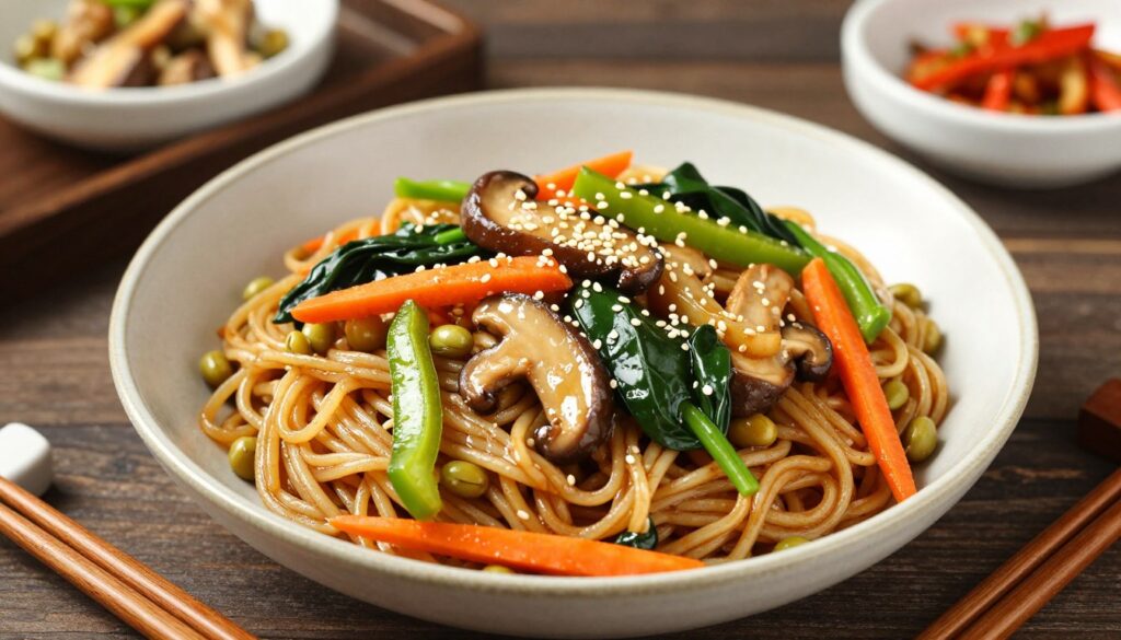 Korean Japchae made with Mung Bean Vermicelli (Longkou Vermicelli)