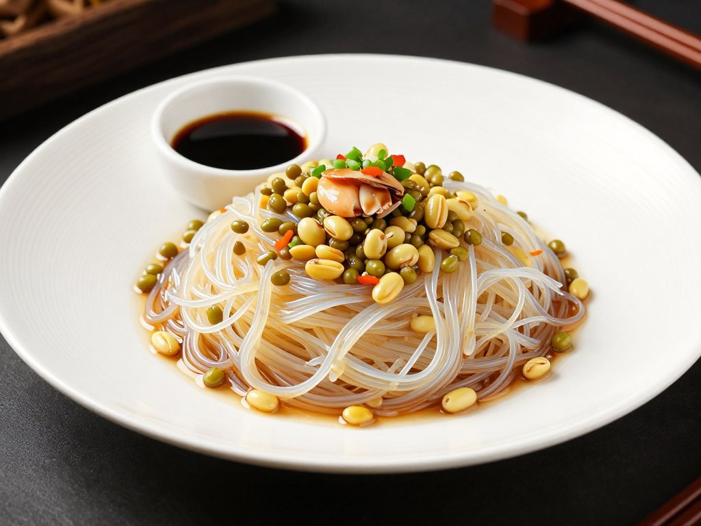 Modern fusion dish using Longkou mung bean vermicelli in creative culinary application