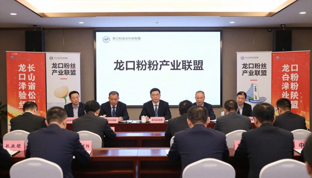 龙口粉丝产业联盟会议现场，展示行业领导者和主要龙口粉丝供应商代表