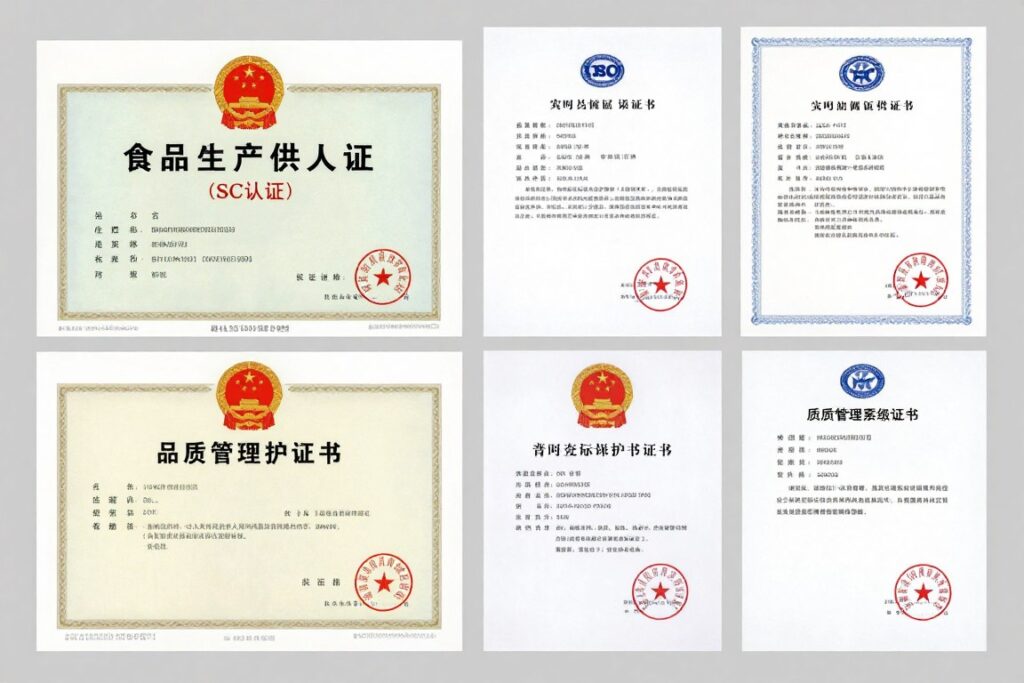 龙口粉丝供应商资质证书展示，包括生产许可证和质量认证，帮助识别合格的龙口粉丝供应商