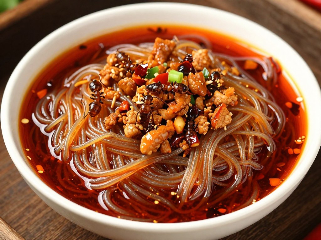 Chinese Ants Climbing a Tree dish with glass noodles and ground meat