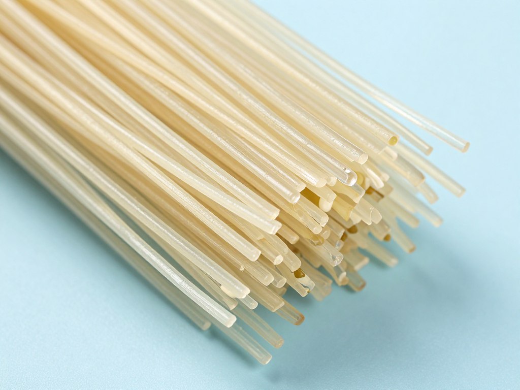 Close-up of mung bean glass noodles showing their transparent texture