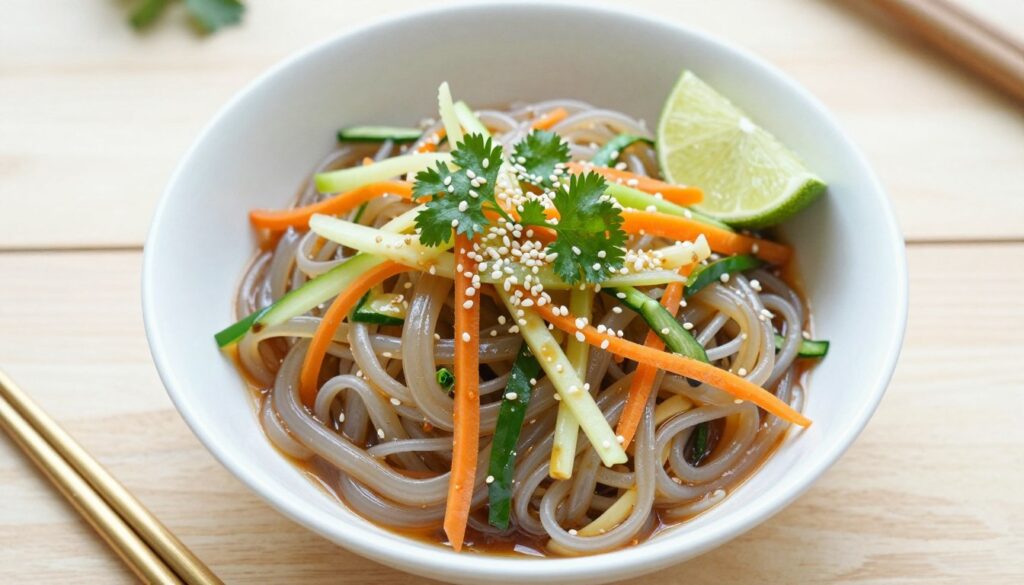 Cold Longkou vermicelli salad with vegetables and sesame dressing