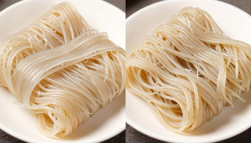 Comparison of properly cooked versus improperly prepared Longkou vermicelli