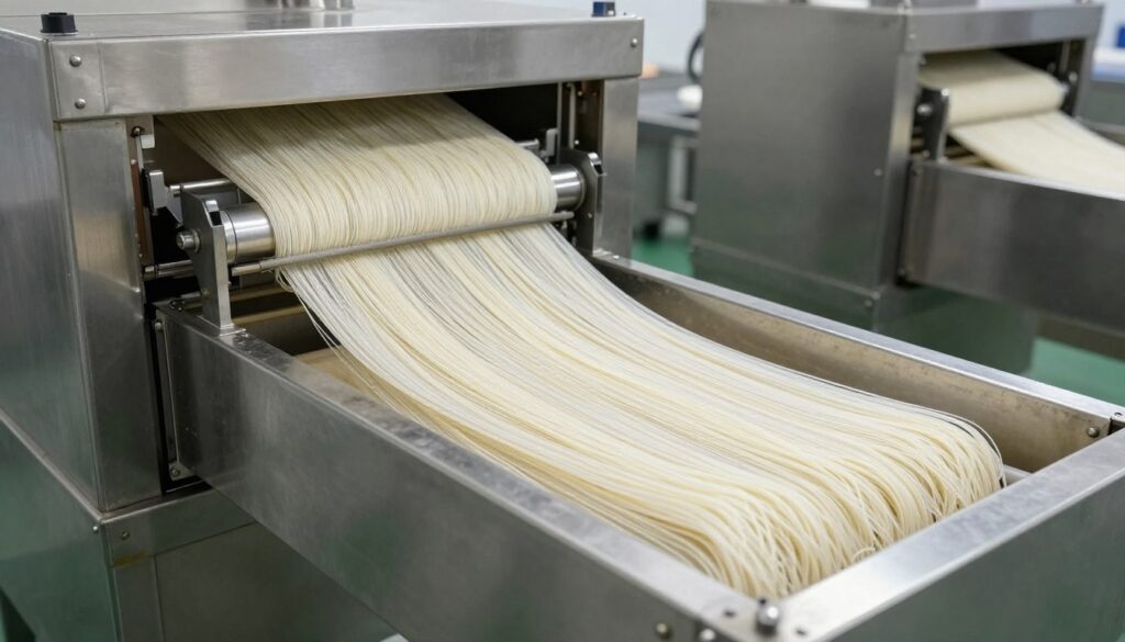 Industrial processing of mung bean glass noodles