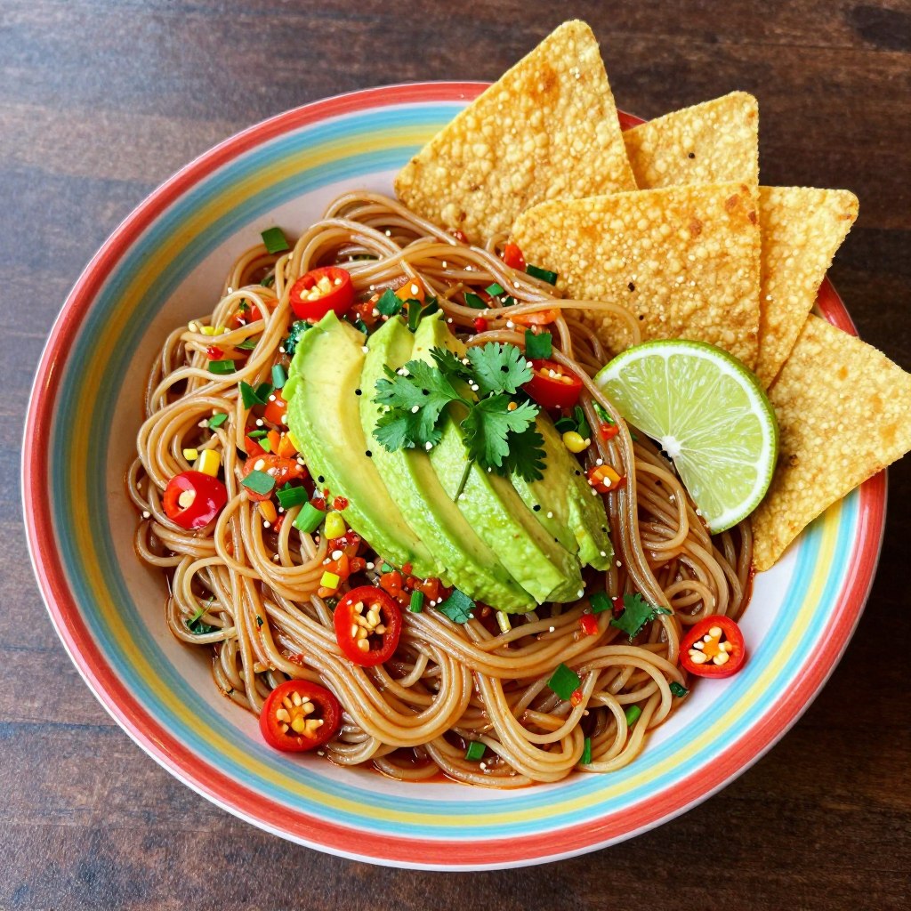 Mexican-inspired Longkou vermicelli with avocado and lime