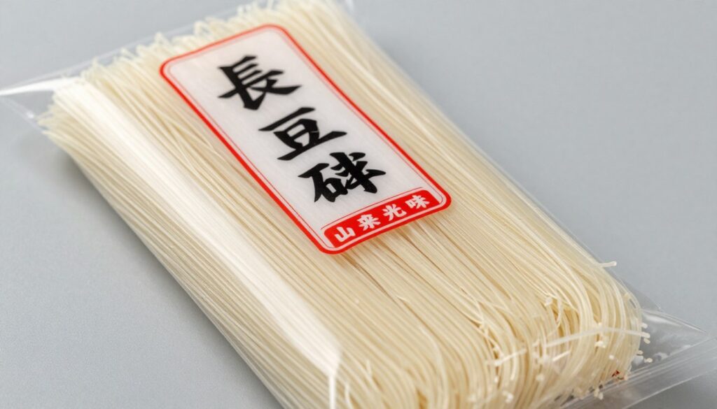 Package of authentic Longkou vermicelli showing the distinctive packaging and dried noodles