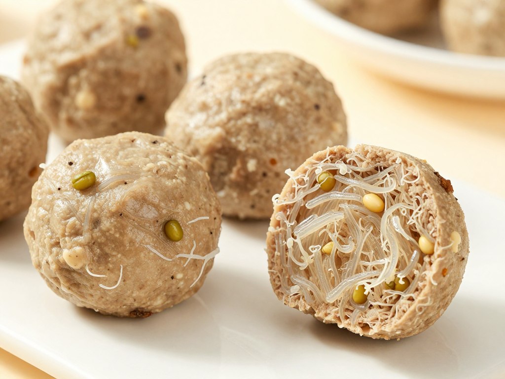 Plant-based meat alternatives using mung bean glass noodles as a texturizer