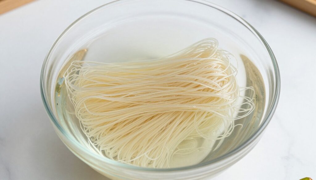 Step-by-step process of soaking Longkou vermicelli in water