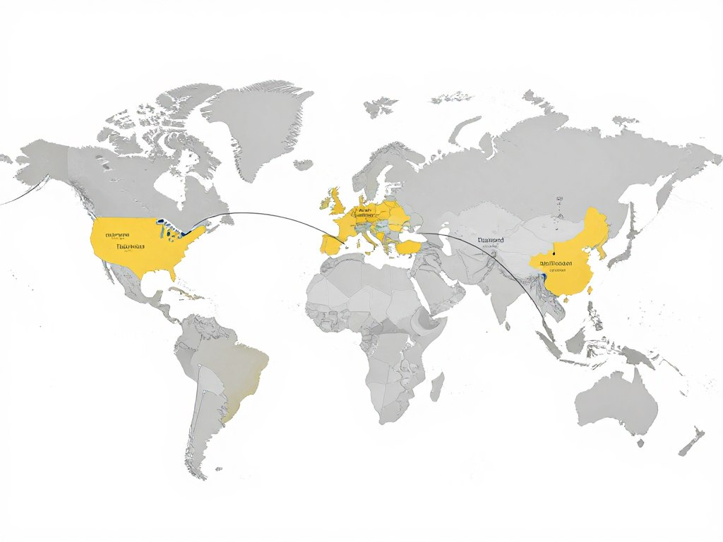全球分销网络图 - 展示龙口粉丝出口到的主要国家和地区