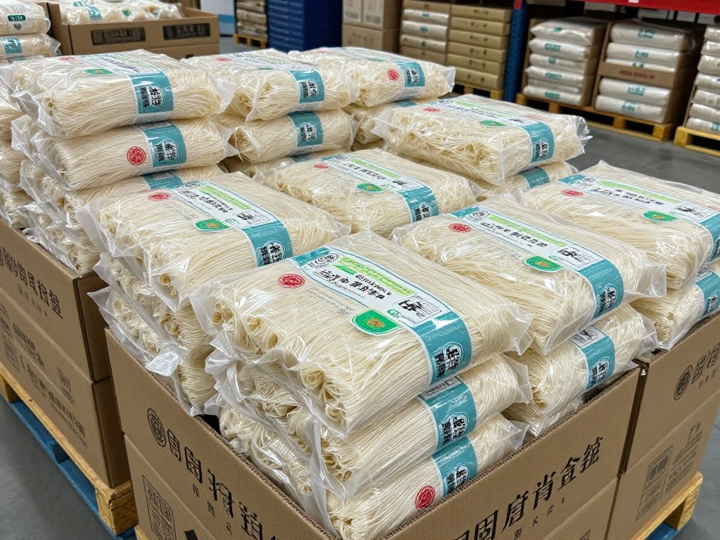 龙口粉丝批发包装 - 展示大量包装整齐的产品